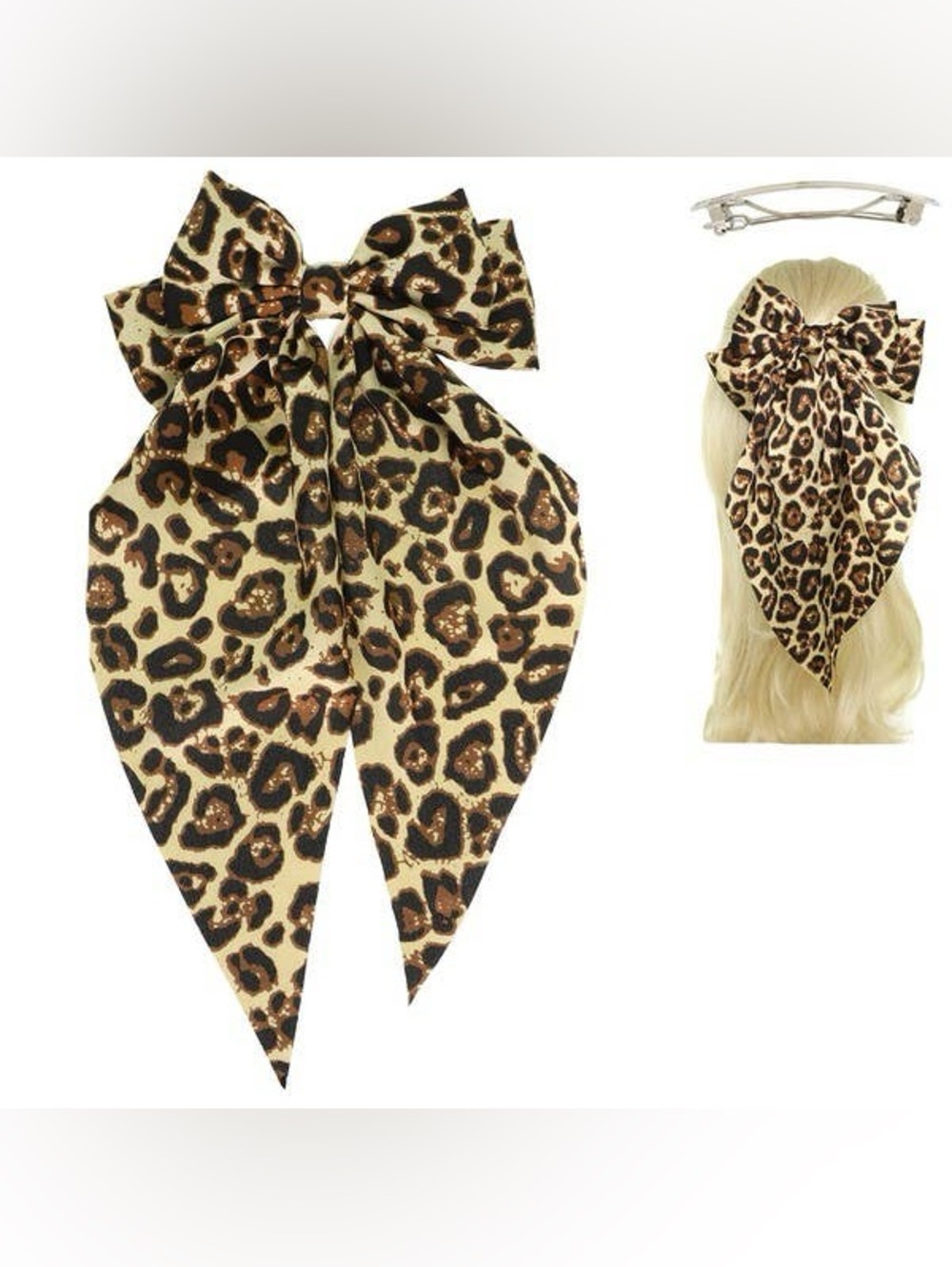 Large Silk Leopard Print Bow - Choose 1 - Picture 10 of 10